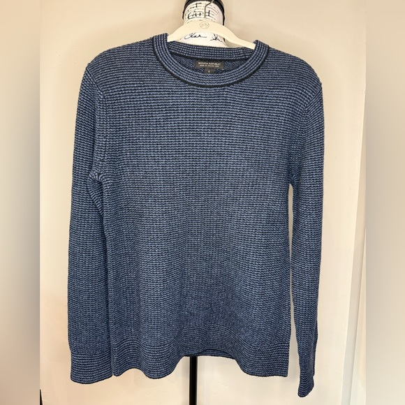 MEN’S Banana Republic Wool Blend Crew-Neck Sweater in Black & Navy, Size Small - Picture 3 of 14